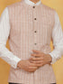 Vastramay Men's Beige Cotton Nehru Jacket